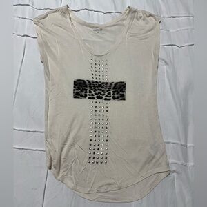 Express Cream Leopard Accent Women's Sleeveless Tee